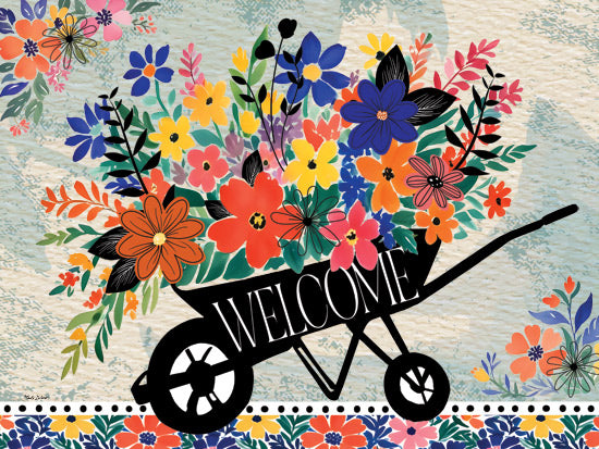 Nicole DeCamp ND704 - ND704 - Spring Garden Wheelbarrow - 16x12 spring, flowers, floral, wheelbarrow, typography, garden, welcome, nature, country style, decorative from Penny Lane