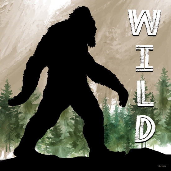 Nicole DeCamp ND779 - ND779 - Bigfoot - Wild - 12x12 wild bigfoot figure, forest background, green trees, fantasy silhouette, outdoor nature setting, legend of bigfoot from Penny Lane