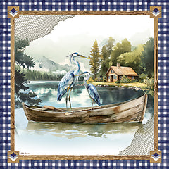 ND790 - Lake Life Boat with Cranes - 12x12