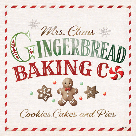 Nicole DeCamp ND811 - ND811 - Gingerbread Baking Co.   - 12x12 Christmas baking, gingerbread, cookies, Mrs. Claus, peppermint candy, festive kitchen art, sweets, holiday treats from Penny Lane