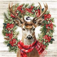 ND857 - Chirstmas Deer and Chickadee - 12x12