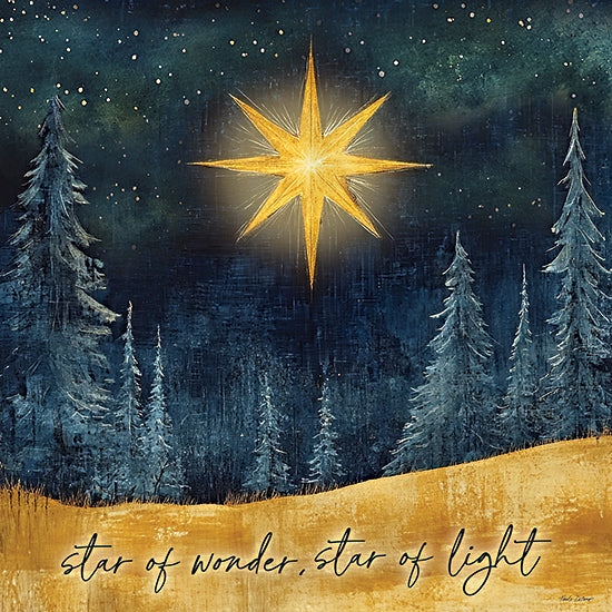 Nicole DeCamp ND945 - ND945 - Star of Wonder - 12x12 Christmas star, golden star, evergreen trees, night sky, forest, spiritual light, peaceful, winter season, celestial, wonder from Penny Lane