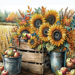 ND958 - Autumn Sunflowers and Apples - 12x12