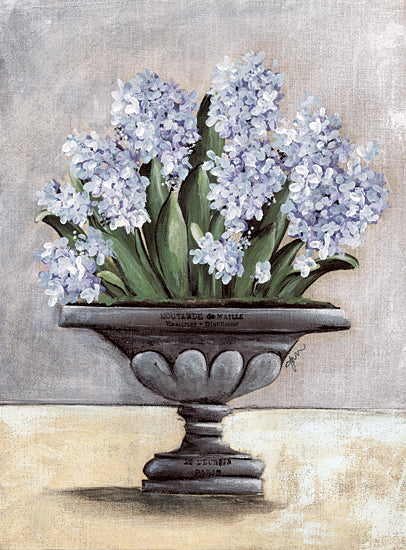 Julie Norkus NOR250 - NOR250 - Hyacinth in Urn - 12x16 flower pot, blue flowers, painted canvas, realistic floral, urn vase, classic decor from Penny Lane