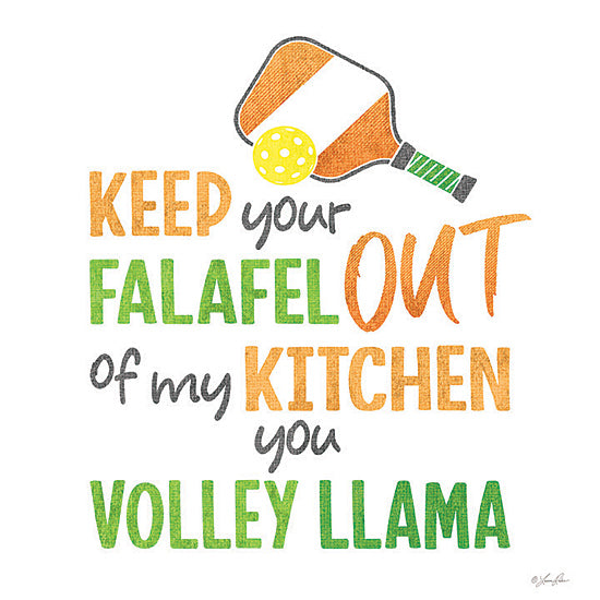 Lauren Rader RAD1446 - RAD1446 - Pickleball Volley Llama - 12x12 pickleball, kitchen joke, falafel pun, paddle and ball, court terms, fun saying, colorful text, sport humor from Penny Lane