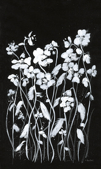 Roey Ebert REAR449 - REAR449 - Wildflowers - 12x18 White floral silhouette, black background, minimal design, wildflowers, vertical composition, delicate brushwork, night garden from Penny Lane