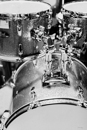 Jennifer Rigsby RIG258 - RIG258 - Keep the Beat II - 12x18 Close-up drum kit, sparkling drums, black and white photography, percussion instruments, rhythm from Penny Lane