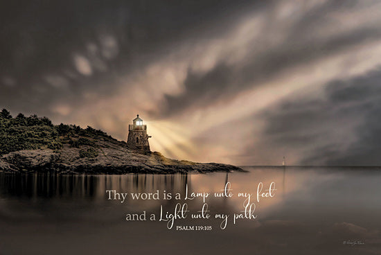 Robin-Lee Viera RLV721 - RLV721 - Thy Word is a Lamp - 18x12 Lighthouse at night, inspirational scripture, dramatic sky, Psalm 119:105, religious art, seascape from Penny Lane