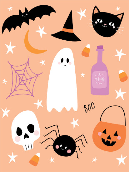 Rachel Nieman RN683 - RN683 - Halloween's Favorite Things - 12x16 pastel ghosts collection cute halloween characters colorful ghost pattern whimsical illustration from Penny Lane