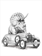 RN733 - Triceratops in a Car - 12x16