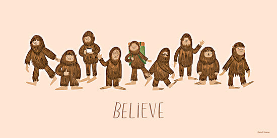 Rachel Nieman RN801 - RN801 - Believe - 18x9 bigfoot sasquatch characters lineup whimsical creature folklore funny cartoon brown forest cryptid illustration from Penny Lane
