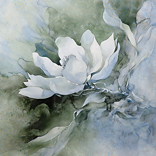 Svetlana Aleinikova SA101 - SA101 - Whimsical Flower - 12x12 white magnolia, botanical, floral bloom, green background, watercolor flower, delicate petals, nature from Penny Lane