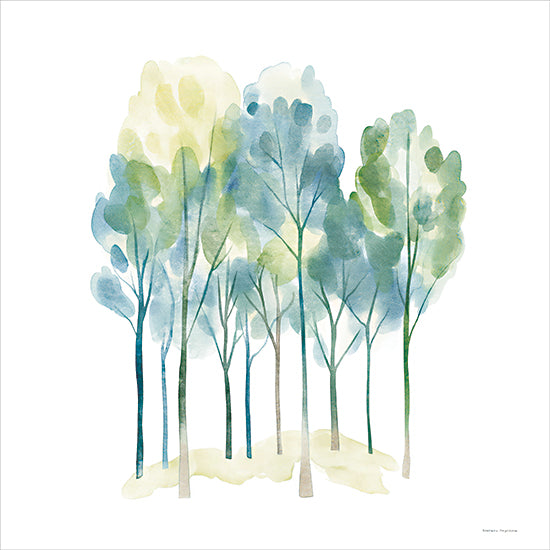 Svetlana Aleinikova SA136 - SA136 - Watercolor Woods - 12x12 watercolor trees, abstract forest, light green and blue trees, peaceful scenery, nature simplicity from Penny Lane