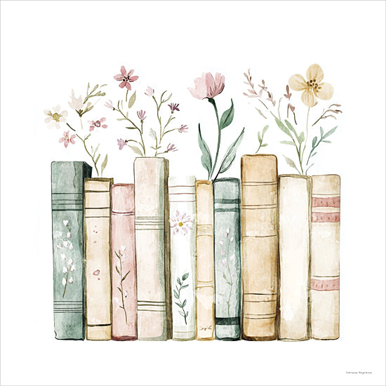 Svetlana Aleinikova SA208 - SA208 - Floral Stories - 12x12 floral books, wildflowers growing from books, pastel color palette, watercolor reading, vintage aesthetic from Penny Lane