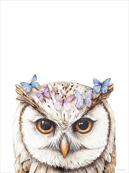 Svetlana Aleinikova SA227 - SA227 - Owl and Butterfly Wings - 12x16 wise owl, butterfly crown, big eyes owl, forest animal, watercolor bird portrait, decorative owl art from Penny Lane