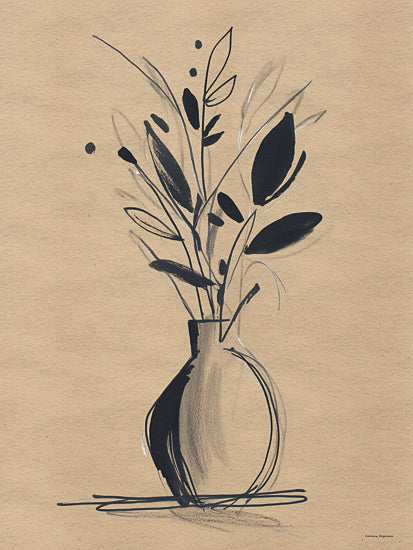 Svetlana Aleinikova SA262 - SA262 - Soft Geometry - 12x16 minimalist floral sketch, ink vase drawing, beige background, botanical silhouette, neutral art, fine line art, artistic outline from Penny Lane