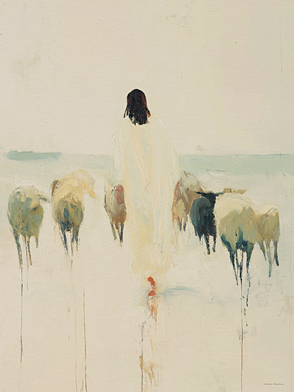 Svetlana Aleinikova SA290 - SA290 - Path of Grace - 12x16 Figure with sheep, leading sheep, abstract herder, minimal background, gentle palette, implied movement from Penny Lane