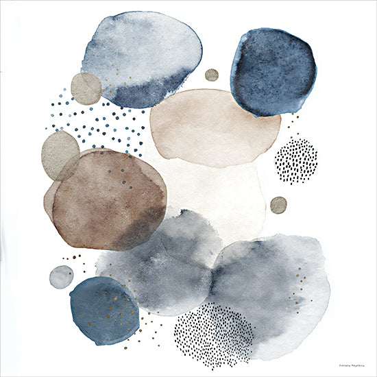 Svetlana Aleinikova SA475 - SA475 - Circular Silence - 12x12 abstract watercolor circles, organic blobs pattern, soft blue beige palette, minimalist modern composition from Penny Lane