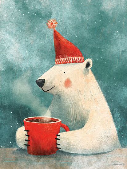 Svetlana Aleinikova SA536 - SA536 - Snowy Sips - 12x16 polar bear, red hat, hot drink, cocoa, winter scene, cozy illustration, christmas art, whimsical, festive, bear illustration, holiday decor from Penny Lane