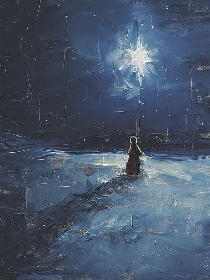 Svetlana Aleinikova SA545 - SA545 - Star of Bethlehem - 12x16 figure in snow looking at bright star, spiritual winter scene from Penny Lane