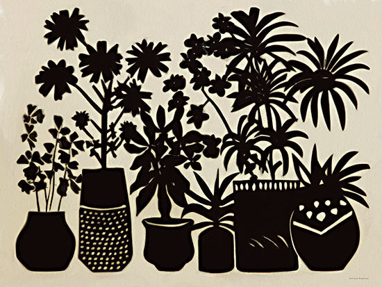 Svetlana Aleinikova SA670 - SA670 - Potted Shadows II - 16x12 black floral silhouettes, potted plants, graphic houseplants, cream canvas, modern botanical, cut paper look, vase flowers, indoor garden, bold decorative plant art, contemporary folk style from Penny Lane