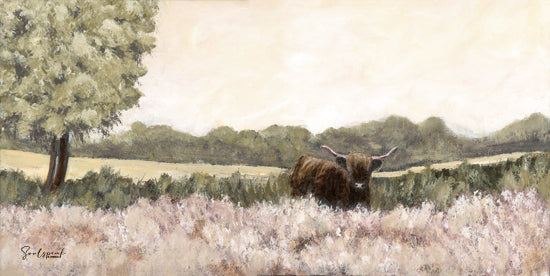 Soulspeak & Sawdust SAW176 - SAW176 - Highland in Summer - 18x9 Highland cow, lavender field, tree, countryside, nature, pastoral scene, animal in landscape, serene setting from Penny Lane
