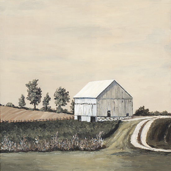 Soulspeak & Sawdust SAW180 - SAW180 - Barn at the Bend - 12x12 Rustic barn, rural scene, country road, farmland, traditional white barn, peaceful nature from Penny Lane