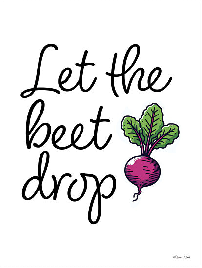 Susan Ball SB1437 - SB1437 - Let the Beet Drop - 12x16 beet pun, music pun, food humor, typography, vegetable illustration, whimsical art from Penny Lane
