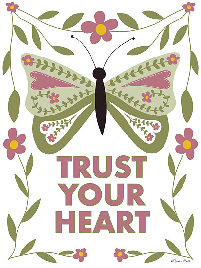 Susan Ball SB1508 - SB1508 - Trust Your Heart - 12x16 trust your heart, butterfly art, decorative flowers, colorful whimsical poster, positive message, vibrant kids decor from Penny Lane