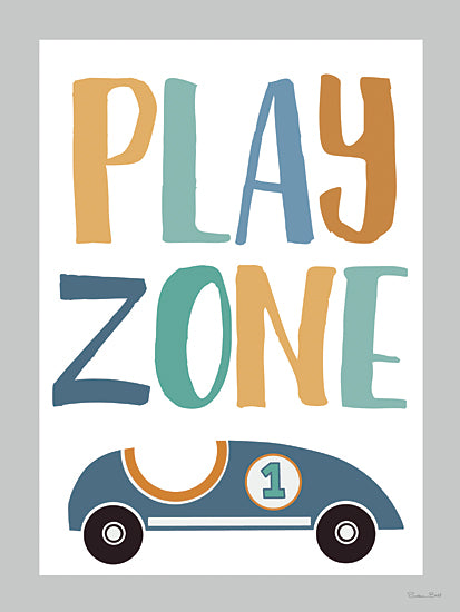 Susan Ball SB1552 - SB1552 - Play Zone - 12x16 play zone text, colorful typography, toy car, racecar, child-friendly, playroom decoration from Penny Lane
