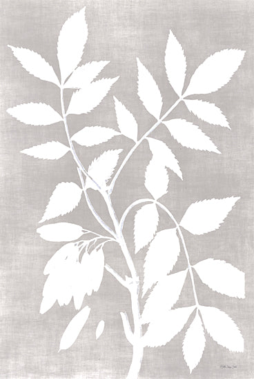 Stellar Design Studio SDS1206 - SDS1206 - Foliage Impression 1 - 12x18 botanical silhouette, white leaves, grey background, minimalist plant print, neutral decor, modern nature artwork, leaf cluster design from Penny Lane