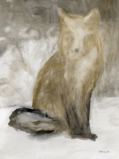 Stellar Design Studio SDS1357 - SDS1357 - Abstract Fox I - 12x16 fox in snow, winter animal, watercolor fox, golden tones, serene wildlife, soft background, forest creature in snow from Penny Lane