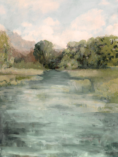 Stellar Design Studio SDS1381 - SDS1381 - Along the River - 12x16 landscape painting, river scene, trees and water, pastel colors, soft brush strokes, impressionistic nature, tranquil scenery from Penny Lane