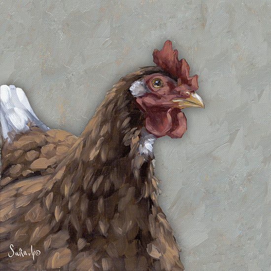 Sara G. Designs SGD277 - SGD277 - Ellie - 12x12 chicken, farm animal, bird, detailed feathers, portrait, rustic, close-up, textured background, realistic from Penny Lane
