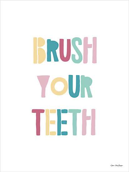 Seven Trees Design ST1071 - ST1071 - Brush Your Teeth    - 12x16 brush your teeth sign, pastel typography, bathroom decor, playful text, children hygiene, reminder art, motivational print from Penny Lane