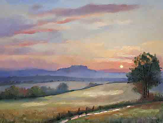 Seven Trees Design ST1092 - ST1092 - Lost in Time - 16x12 sunset landscape, scenic countryside, rolling hills, pastel sky, rural nature, dusk scenery, peaceful horizon, winding path, tree silhouette from Penny Lane