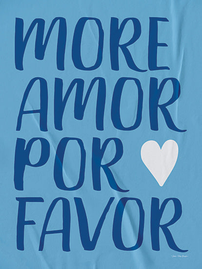 Seven Trees Design ST1132 - ST1132 - More Amor Por Favor - 12x16 typography, motivational quote, Spanish text, blue tone, heart symbol, bold lettering, textured background, love message, inspirational print, modern from Penny Lane