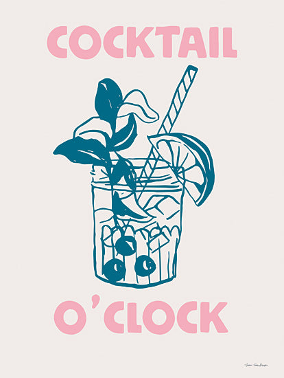 Seven Trees Design ST1158 - ST1158 - Cocktail O'clock - 12x16 cocktail poster, retro drink illustration, vibrant typography, fun beverage art, contemporary pop design from Penny Lane