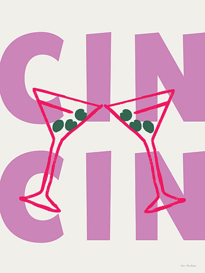 Seven Trees Design ST1159 - ST1159 - Italian Cheers   - 12x16 cheers martini glasses, bold cocktail graphic, celebration artwork, purple and pink palette, modern pop art from Penny Lane