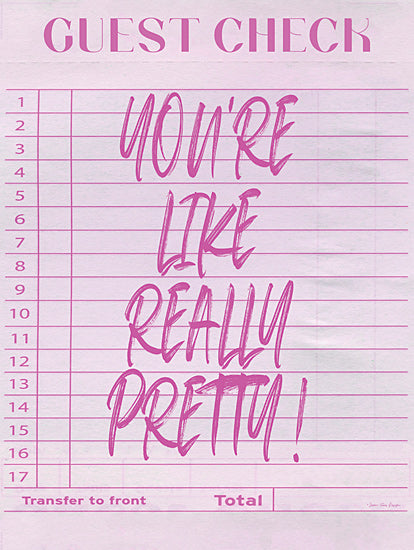 Seven Trees Design ST1160 - ST1160 - You're Like Really Pretty   - 12x16 guest check note, handwritten compliment, pink purple text art, flirty typography, contemporary word art from Penny Lane