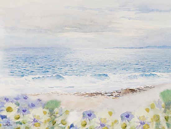Seven Trees Design ST1175 - ST1175 - Silent Shores - 16x12 beach shore, ocean waves, gentle sea, soft blues, floral elements, coastal painting, watercolor art, beachscape, relaxing scene from Penny Lane