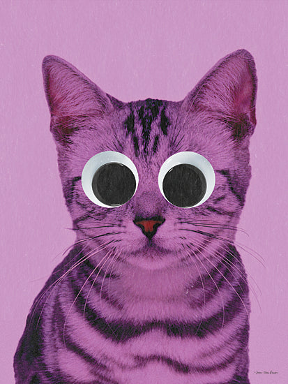 Seven Trees Design ST1184 - ST1184 - Purr-suit of Fun - 12x16 purple cat, googly eyes, surreal feline, playful pet, pop art cat, quirky animal design from Penny Lane