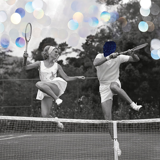 Seven Trees Design ST1185 - ST1185 - Passionate Moment - 12x12 tennis, retro style, vintage tennis couple, colorful bokeh, altered face, black and white photo with color pop from Penny Lane