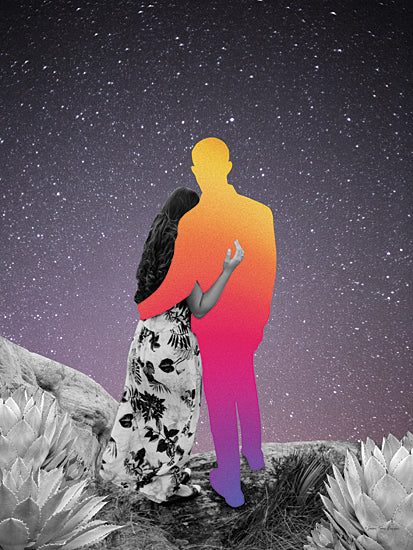 Seven Trees Design ST1186 - ST1186 - Lovers in Paradise - 12x16 romantic couple, space background, silhouette with gradient, dreamy night scene, stars and love, surreal landscape from Penny Lane