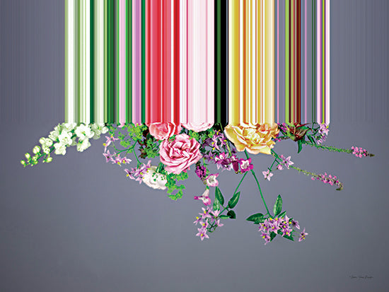 Seven Trees Design ST1190 - ST1190 - Blossoms and Symmetry - 16x12 floral bouquet, glitch effect, vertical color distortion, digital art, modern aesthetic, contemporary floral design, surreal flowers, colorful blooms, abstract nature from Penny Lane