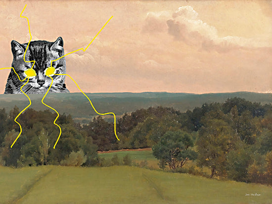 Seven Trees Design ST1231 - ST1231 - Cybernetic Kitty - 16x12 surreal cat lightning eyes, collage landscape, humorous fantasy art from Penny Lane