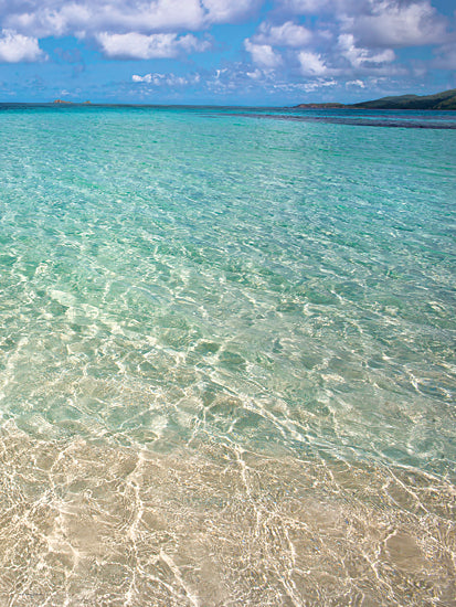 Catch A Star Fine Art STAR120 - STAR120 - Caribbean Shoreline Diptych II - 12x16 clear turquoise ocean, shallow beach waters, white sand, tropical coast, distant islands, blue sky, fluffy clouds from Penny Lane