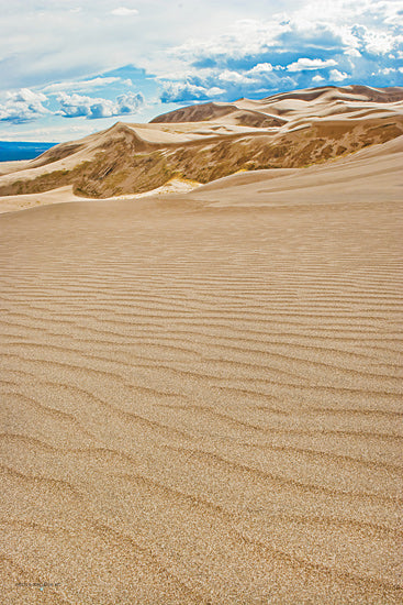 Catch A Star Fine Art STAR192 - STAR192 - Weathered Dunes II - 12x18 rippled sand dunes, layered mountain backdrops, blue sky with cumulus clouds, serene environment, no vegetation from Penny Lane