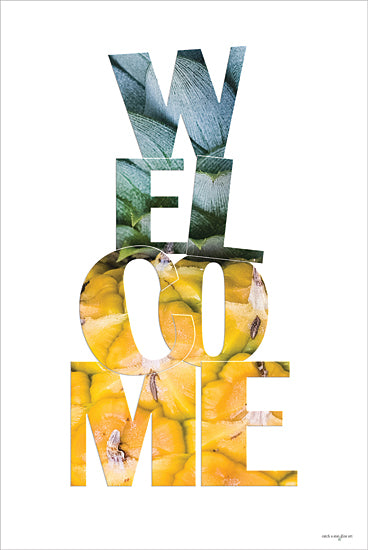Catch A Star Fine Art STAR200 - STAR200 - Welcome Pineapple - 12x18 Welcome sign, tropical fruit letters, pineapple texture typography, summer theme, colorful greeting design from Penny Lane