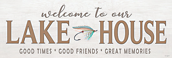 Catch A Star Fine Art STAR212 - STAR212 - Lake House Sign - Fishing Lure - 36x12 lake house, welcome sign, fishing hook, fly lure, rustic charm, good memories, outdoor living from Penny Lane